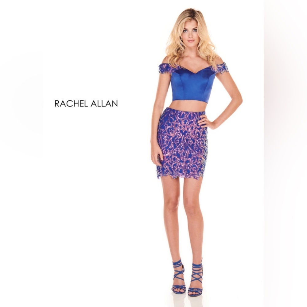 Rachel Allan Royal Blue Off-Shoulder Two-Piece